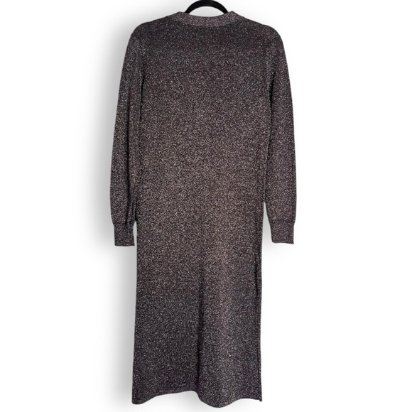 J. Crew 365 V Neck Metallic Silver Sparkle Button Front Sweater Dress NWOT - Picture 6 of 10